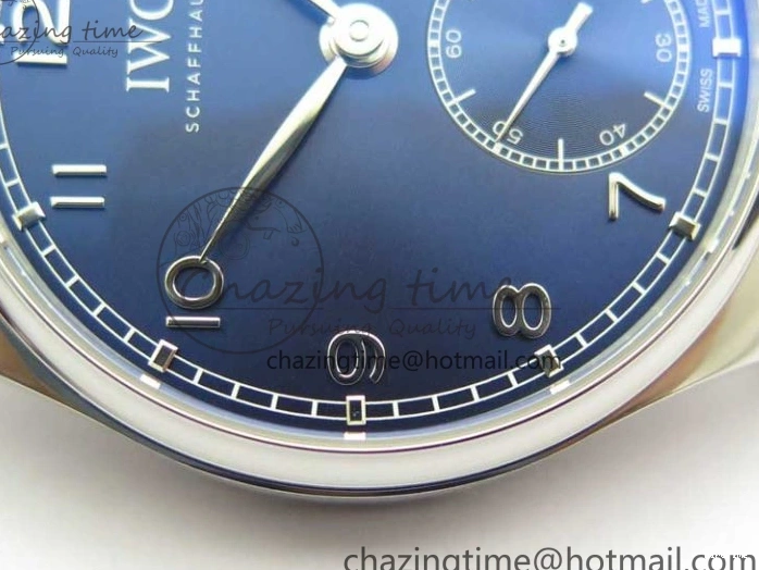 MIROTIME 0502 TimelessDesign Portuguese IW358304 ZF 1:1 Best Edition SS Blue Dial on Leather Strap A 7078